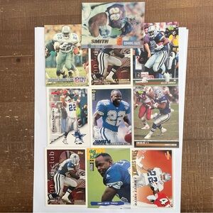 Emmitt Smith NFL Trading Cards - Blue, White, Black. Dallas Cowboys